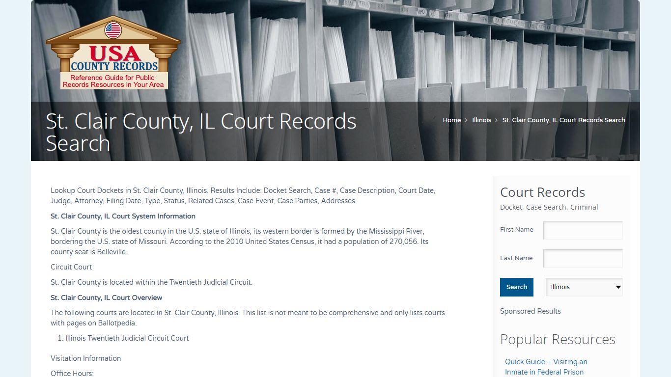 St. Clair County, IL Court Records Search | Name Search